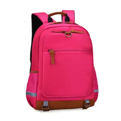 Durable Multi-Compartment Backpack with Reflective Safety Strips and Leather Accents